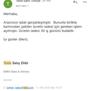 Tesla Taahhüt Ettiği Sürede Kaporayı İade Etmedi