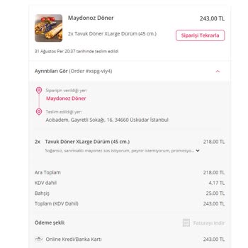 Maydonoz Döner Teslimat Şikayeti 3 Gündür Siparişim Gelmedi
