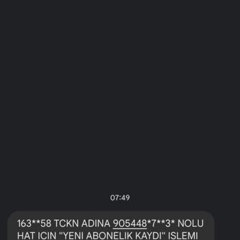 Türk Telekom Yasal Uyarı Adına Mesaj Aldım T. C. Kimlik Kartı Benim Değil Numarada