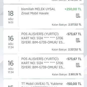 BİM Kartımdan Cif Çekim Oldu