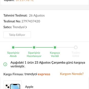 Trendyol Sipariş Ürününü Teslim Etmiyor.