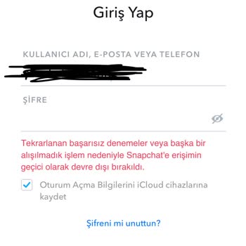 Snapchat Hata Erişim Engeli