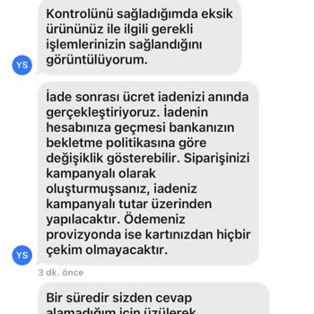 Getir Ücret İadesinin Yapılmaması