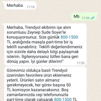 Trendyol Sözde Görev WhatsApp Üzerinden Ve Telegram