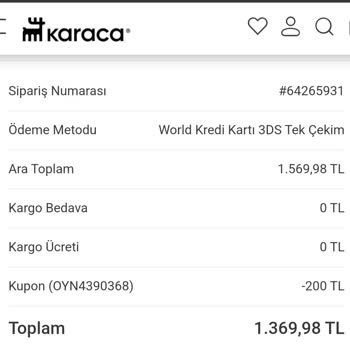 Karaca Home Paramı Eksik İade Yaptı