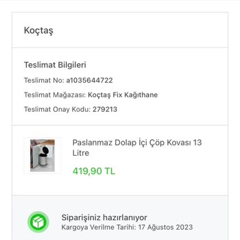 Koçtaş Online Ürün Bir Aydır Gelmedi