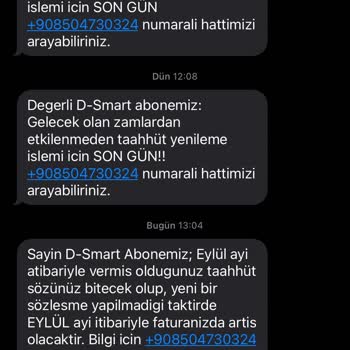 Bitmeyen DSmart SMS'leri