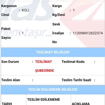 Aras Kargo Kargo Bana Gelmediği Halde Müşteri Kabul Etmiyor Deniliyor.