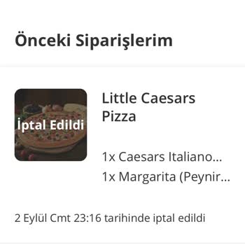 Yemeksepeti Bir Saattir Beklediğim Pizzanın İptali