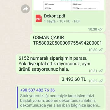 Arya Gross Siparişim Teslim Edilmedi, Param İade Edilmedi