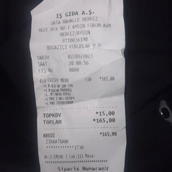 KFC Rızam Dışında Yemek Menüsü Satışı