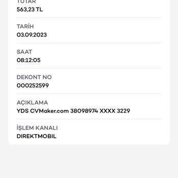 Cvmaker.com.tr 563 TL Bilgim Dışında Çekildi