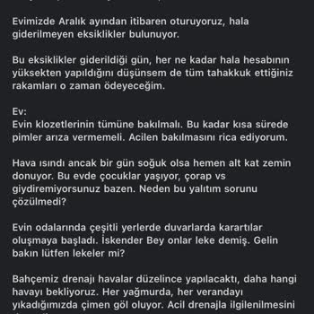 Dap Yapı İnşaat'ın Oturduğum Projesindeki Eksiklikler
