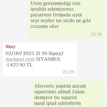 Mamaal.com Mamaal Firması Paramı Aldığı Halde Siparişimi Onaylamadı