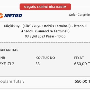 Metro Turizm Bileti Olan Yolcuyu Almaması
