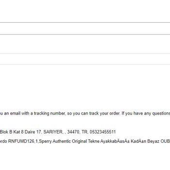 Sperryistanbul.com 'dan Yollanmayan Sipariş