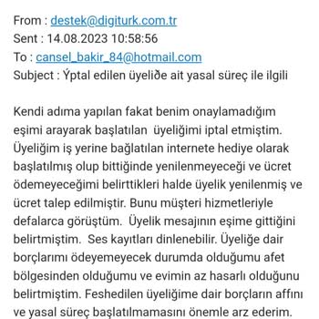 Digiturk Haksız Yasal Süreç Başlatmasından Şikayetçiyim