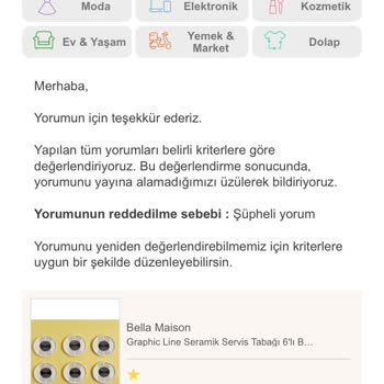 Trendyol Un Yorumları Kabul Etmemesi