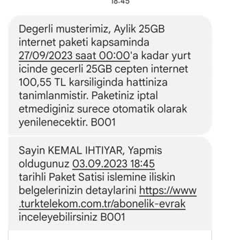 Fenercell İnternet Sitesi Paket Ücretleri Hatalı