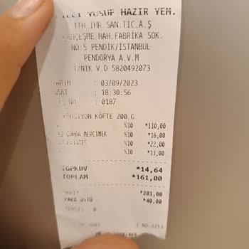Köfteci Yusuf Pendorya Hediye Kolaya Fiyat Yazması