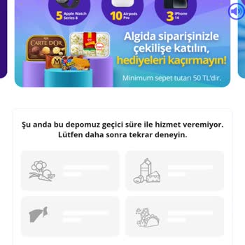 Getir Büyük Depomuz Geçici Olarak Hizmet Vermiyor