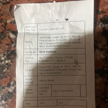 Migros Yemekten Verdiğim Siparişin Yanlış Getirilmesi