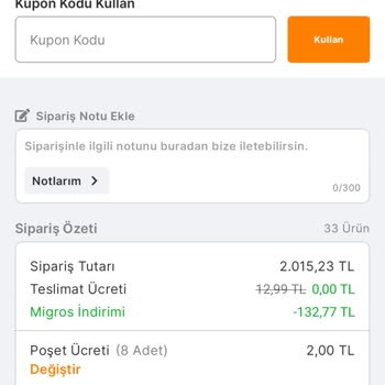 Migros Sanal Market Siparişi