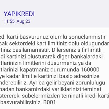 Yapı Kredi Bankası Kredi Kartı Tahsil Edilmemesi