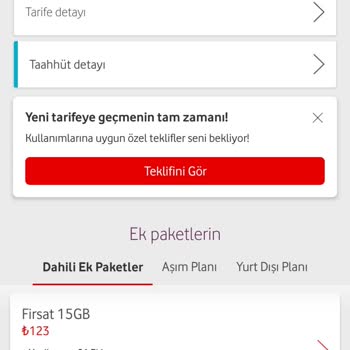 Vodafone Uygulamanın Sunduğu Tarife Hakkında Mağdurum