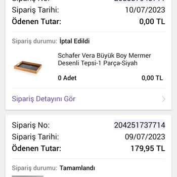 Schafer Para İadesi Ürünün Elime Geçmemesi