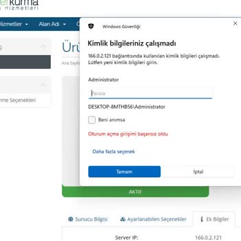 Serverkurma.com 1.625.00 TL Verdim Ama Hata Veriyor