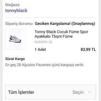Tonny Black Çocuk Gönderilmeyen Ürünüm