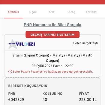 Tokat Yıldızı Otobüs Beni Almadı Yolda Kaldım.