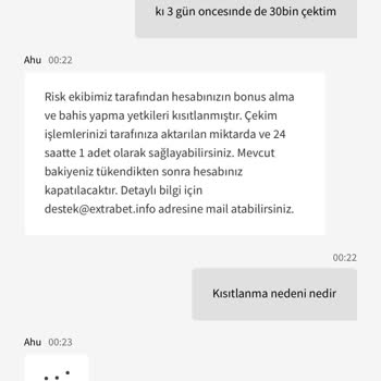 Extrabet Hesap Kısıtlanması Yardım