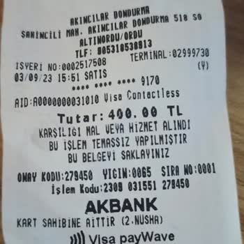 Akıncılar Dondurma Fahiş Fiyat Uygulaması