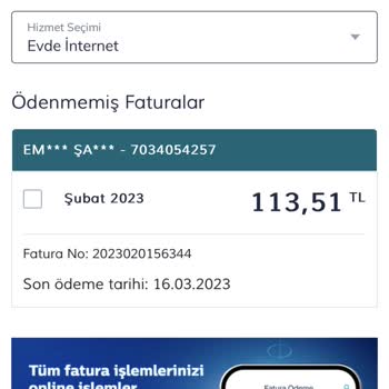 Türk Telekom Kalan Fatura Ödemesi