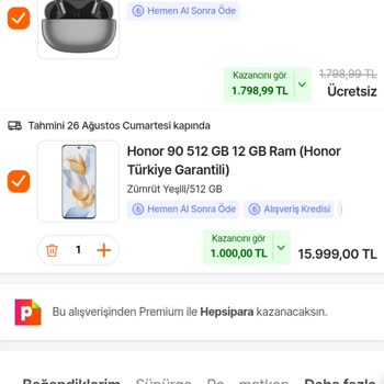 Hepsiburada Honor 90 Yanında Olan Hediye Ürünü Vermedi!
