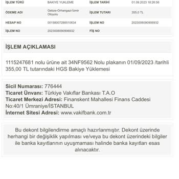 Otoyol A.Ş Fazla Ücret Kesilmesi