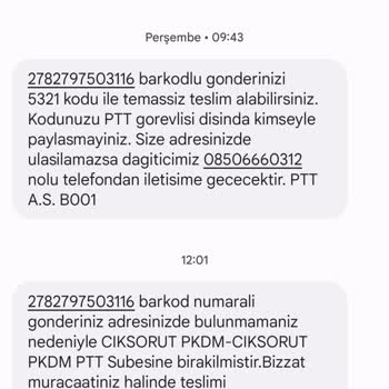 PTT Kargo Teslimat Yok Ürünler İadeye Gidiyor