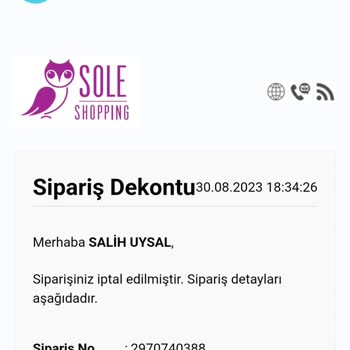 Sole Shopping Ücret İadesi İçin
