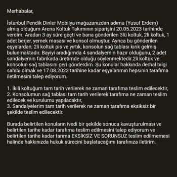 İstikbal'İN Eşyalarımı Sağlam GETİRMEMESİ/İADE Almaması