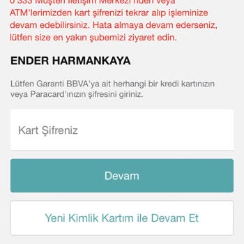 Garanti BBVA Garanti Uygulaması Şifre Blokesi
