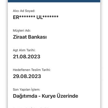 AGT Kurye (aynigunteslim.com) Nerede Olduğu Belli Olmayan Banka Kartı!