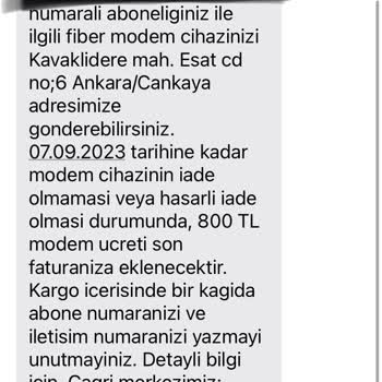 Telkotürk Firması Kendisinden Almadığım Modemi Geri İstiyor
