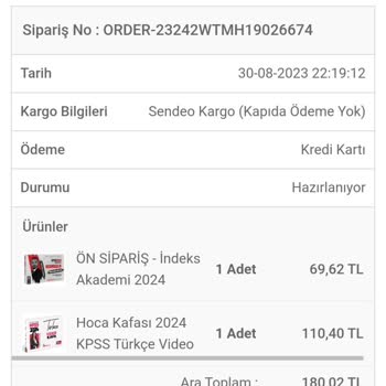 İndeks Kitap Bir Haftadır Sipariş Ettiğim Ürün Kargoya Verilmedi