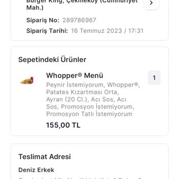 Burger King Taşdelen Şube Sipariş Sürekli İptal Ediyorlar
