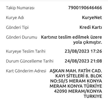 Kuryenet Kargonun Elime Ulaşmaması
