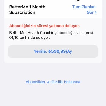 Betterme Ücret İadesi Yapılmasını İstiyorum!