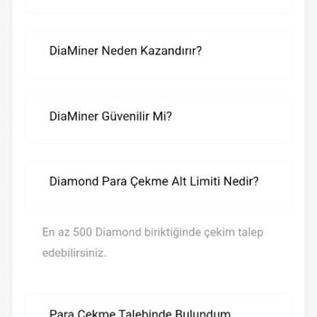 Diaminer Uygulamasından Para Çekemiyorum