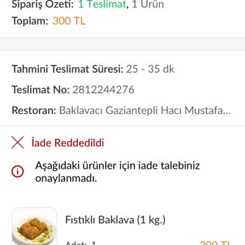 Trendyol Yemek Teslim Etmediği Ürünün Ücret İadesini Ret Ediyor